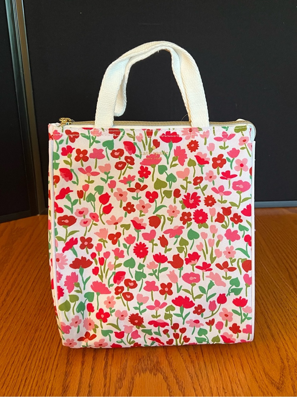 Kate Spade Modern Light/Dark Pink Flowers Lunch Bag